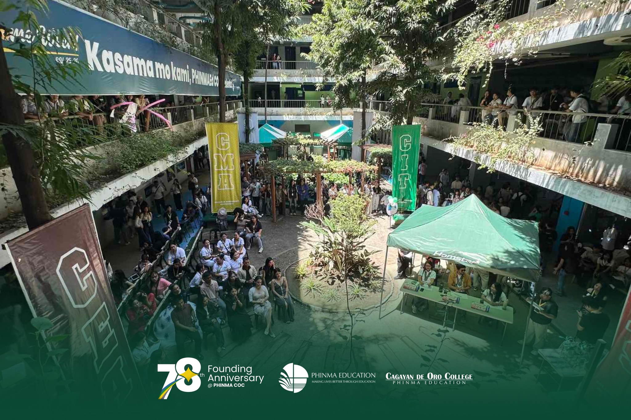 Students at the PHINMA COC campus courtyard